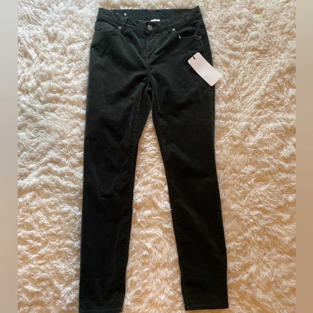CAbi Dark Green Corduroy Straight Leg Pants